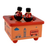 Custom wooden toy dancing couple figurines round music box