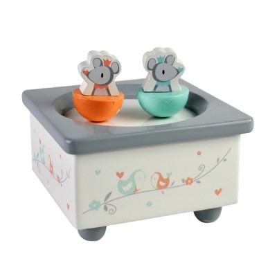 Wooden rotating lovely mouse kids toy music box