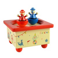 Wooden Dancing and Spinning Clowns Children music box for toys