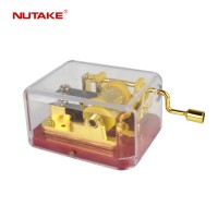 18 note hand crank clear acrylic plastic music box